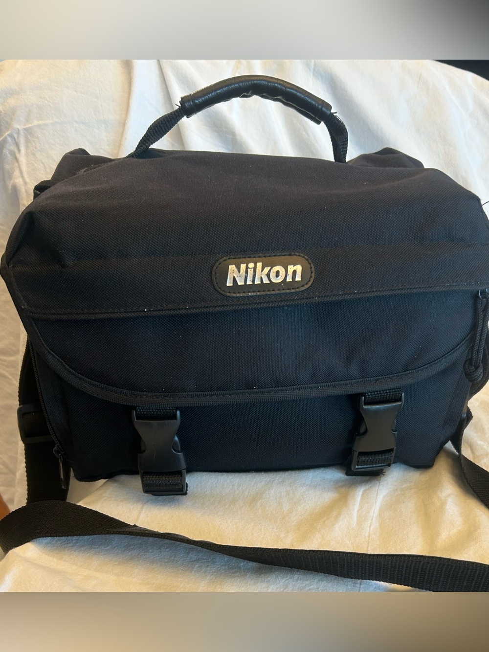 Nikon Camera Shoulder Bag Black Canvas with Adjustable Strap